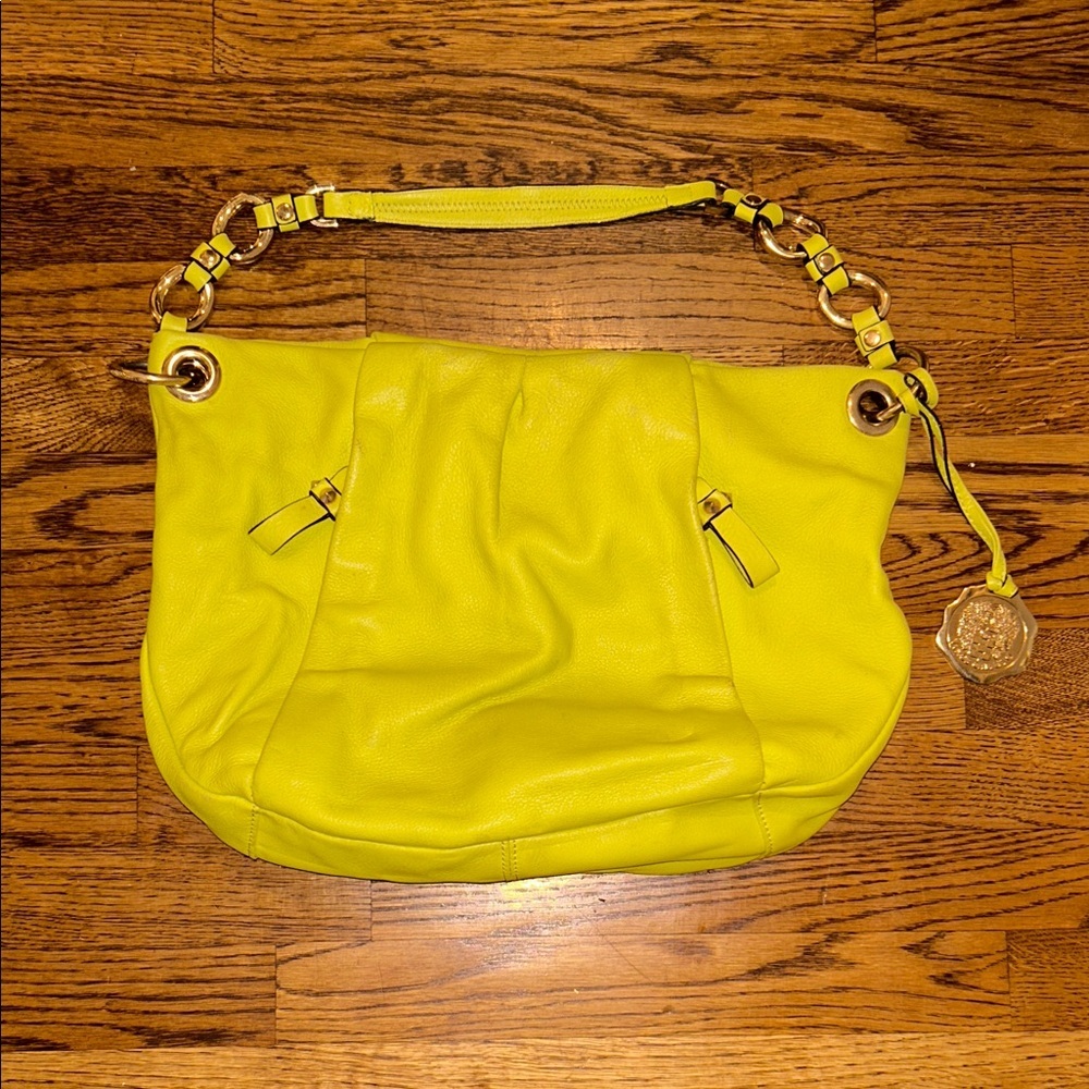 Vince Camuto Lime Green Leather Shoulder Bag Y2K Minimalist Fashion